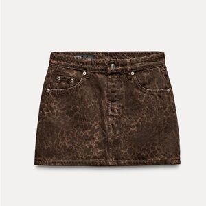 NWOT Zara Animal Print Denim Mini Skirt - XS